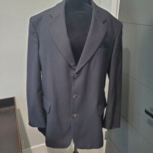 Harve Bernard Men's Black Wool Single Breasted Lined Blazer